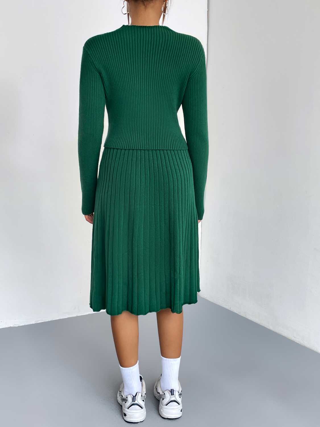 Rib-Knit Sweater and Skirt Set - Drazelle Store