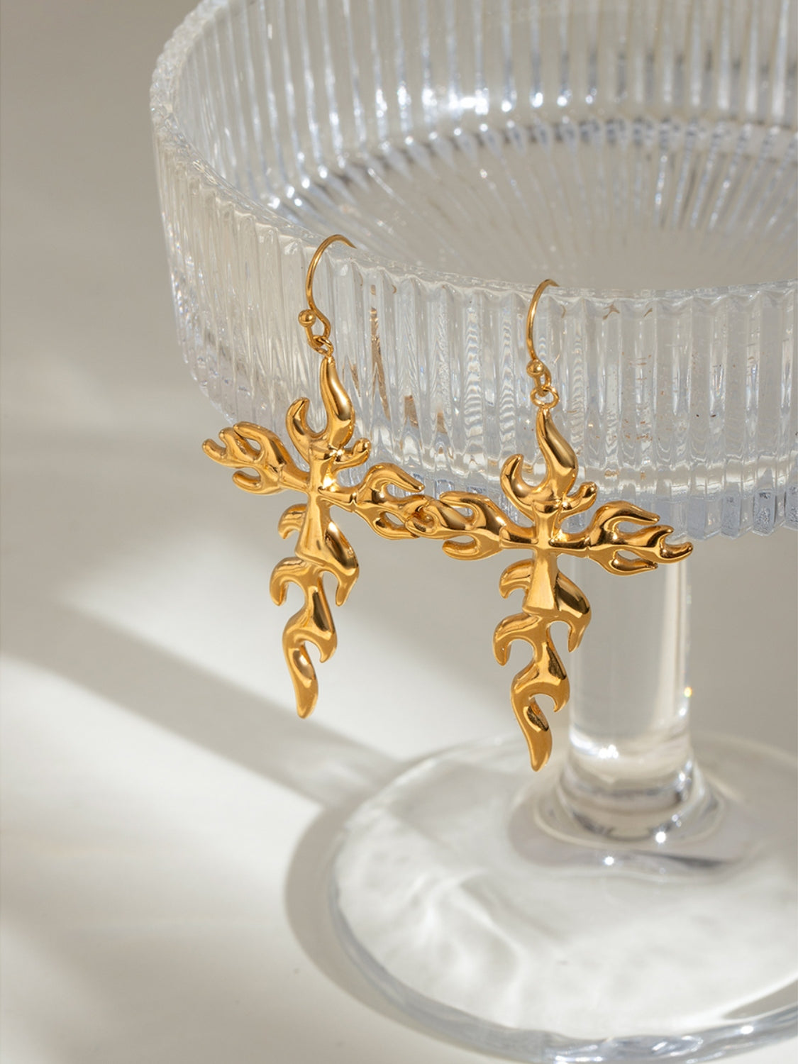 Gold-Plated Stainless Steel Cross Earrings-Drazelle Store