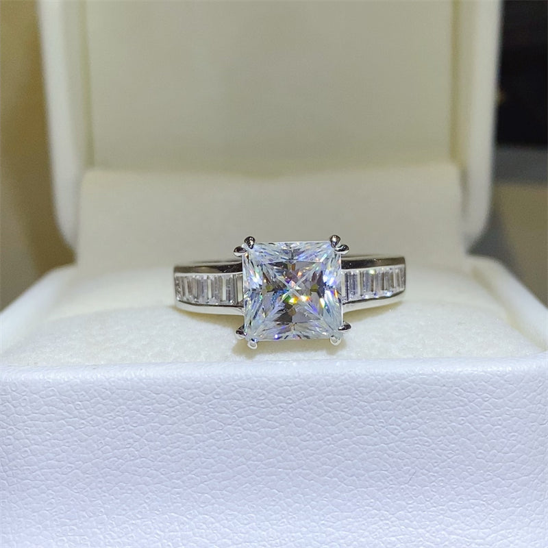 3 Carat Moissanite 925 Sterling Silver Square Shape Ring - Drazelle Store