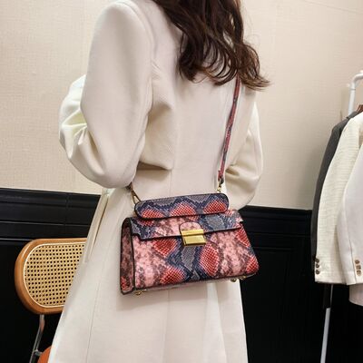 PU Leather Snakeskin Print Crossbody Bag - Drazelle Store