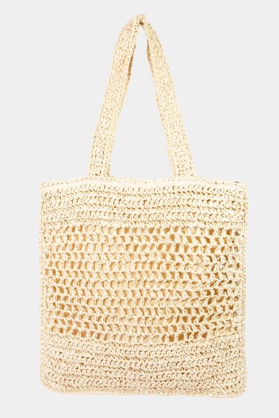 Fame Straw-Paper Crochet Tote Bag - Drazelle Store