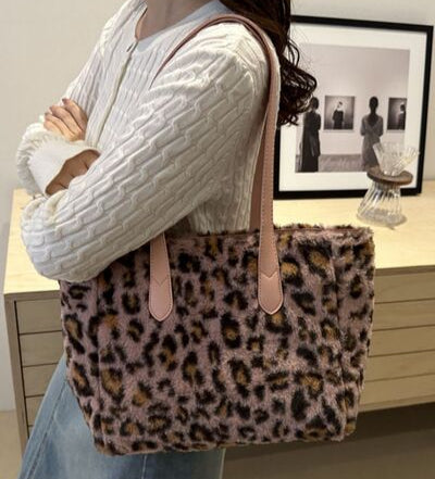 Leopard Fluff Tote Bag - Drazelle Store