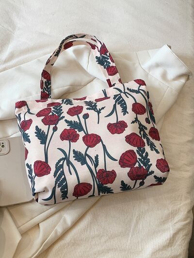 Printed Canvas Handbag with Zipper - Drazelle Store