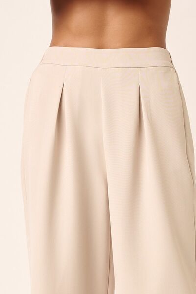 Mittoshop Inverted Pleat Detail Wide Leg Pants - Drazelle Store