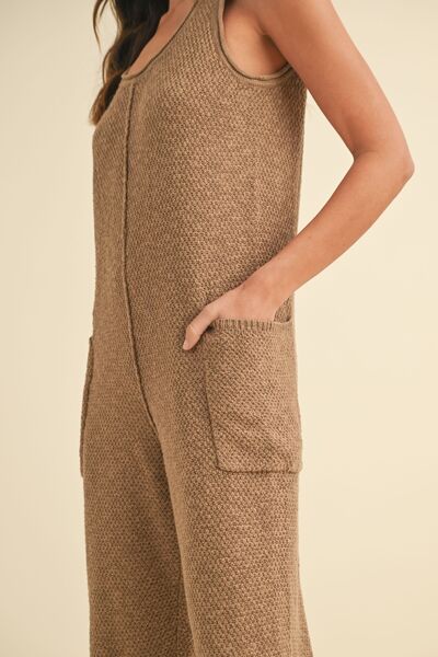 MABLE Sleeveless Knit Crop Jumpsuit with Pockets - Drazelle Store