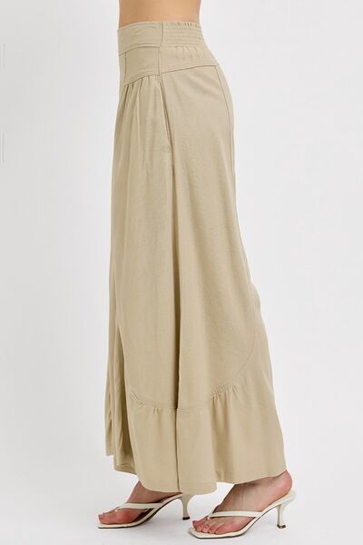 RISEN Shirring Detail Wide Leg Pants - Drazelle Store