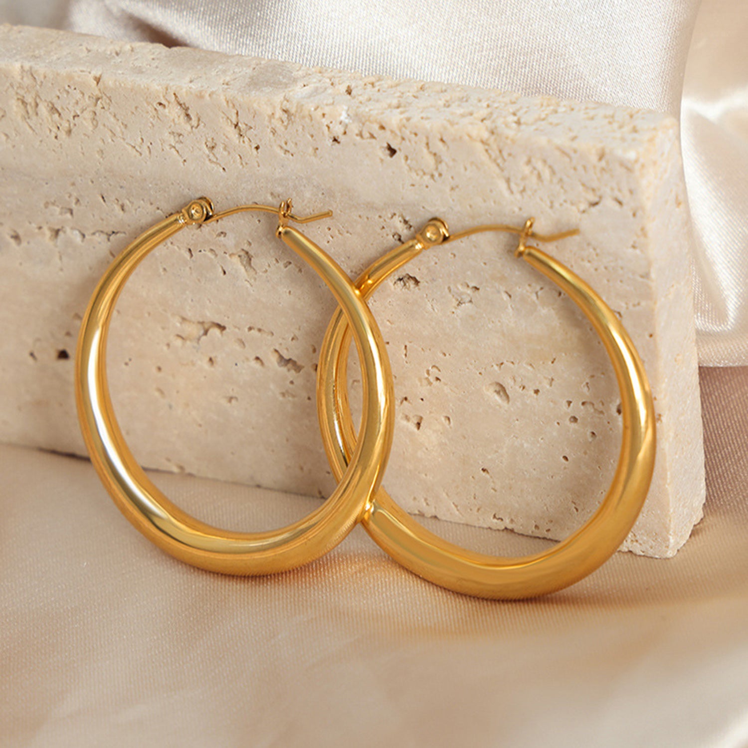 Gold-Plated Hoop Earrings-Drazelle Store