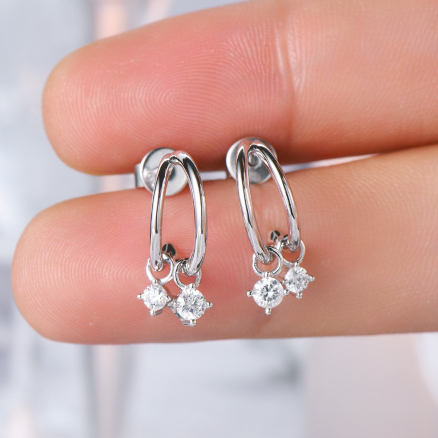 925 Sterling Silver Moissanite C-Hoop Earrings - Drazelle Store