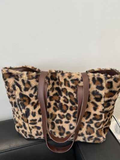 Leopard Fluff Tote Bag - Drazelle Store