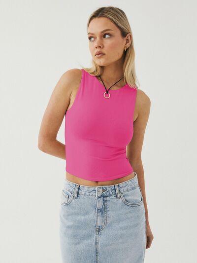 Round Neck Cropped Tank - Drazelle Store