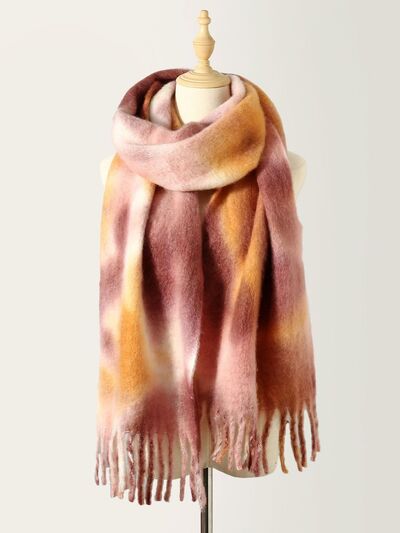 Fringe Tie-Dye Polyester Scarf - Drazelle Store