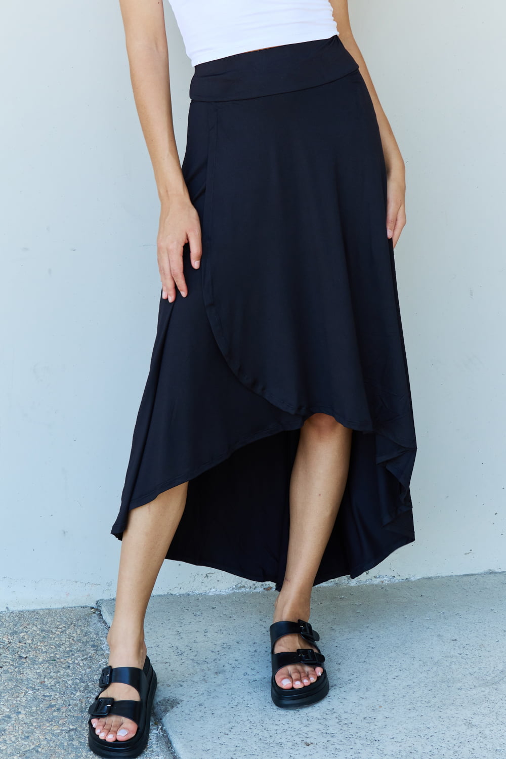 Ninexis First Choice High Waisted Flare Maxi Skirt in Black - Drazelle Store