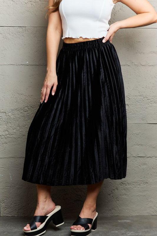 Ninexis Accordion Pleated Flowy Midi Skirt - Drazelle Store