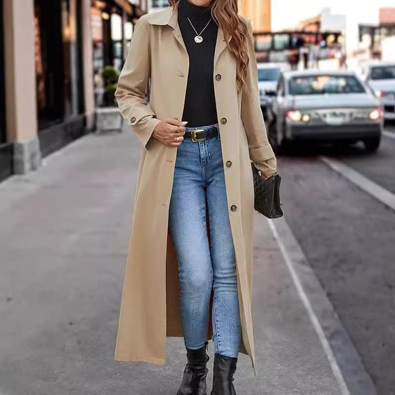 Button Long Trench Coat