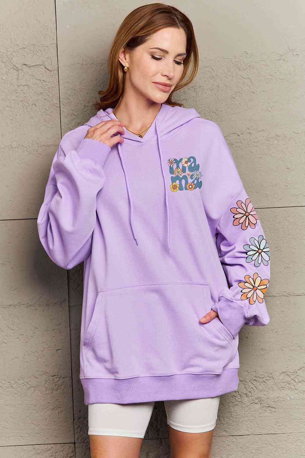 Simply Love Full Size MAMA Graphic Dropped Shoulder Hoodie - Drazelle Store