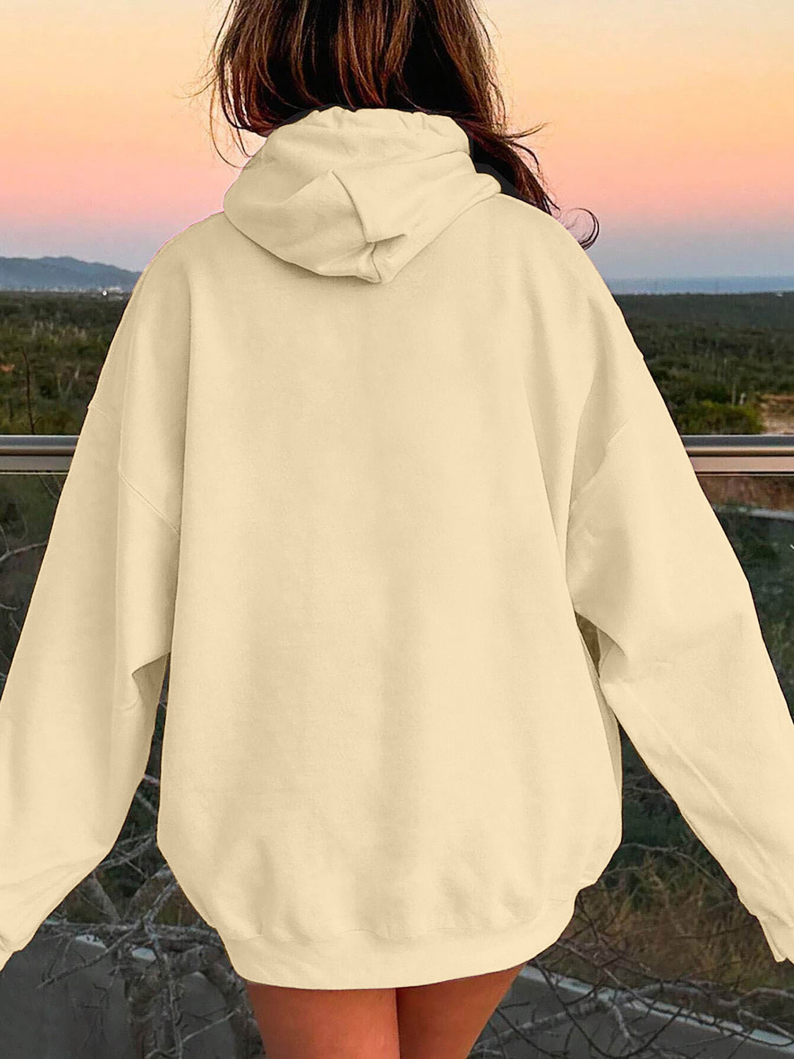 Drawstring Dropped Shoulder Hoodie - Drazelle Store