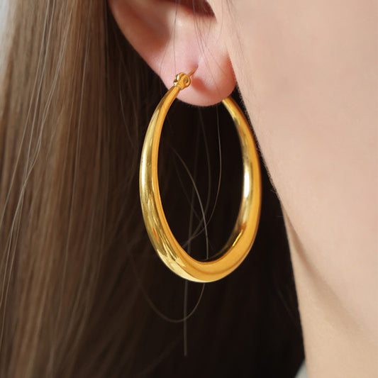 Gold-Plated Hoop Earrings-Drazelle Store