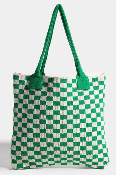 Fame Checkered Pattern Tote Bag - Drazelle Store