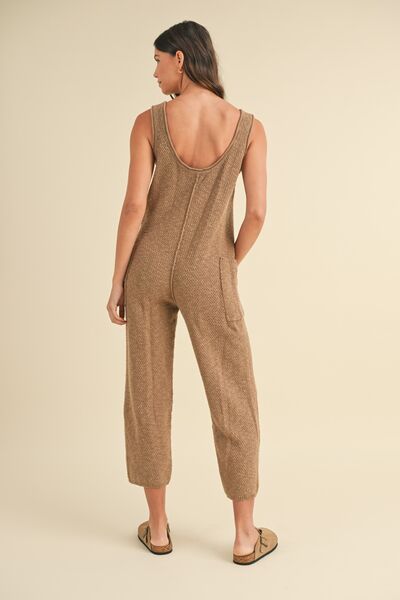 MABLE Sleeveless Knit Crop Jumpsuit with Pockets - Drazelle Store