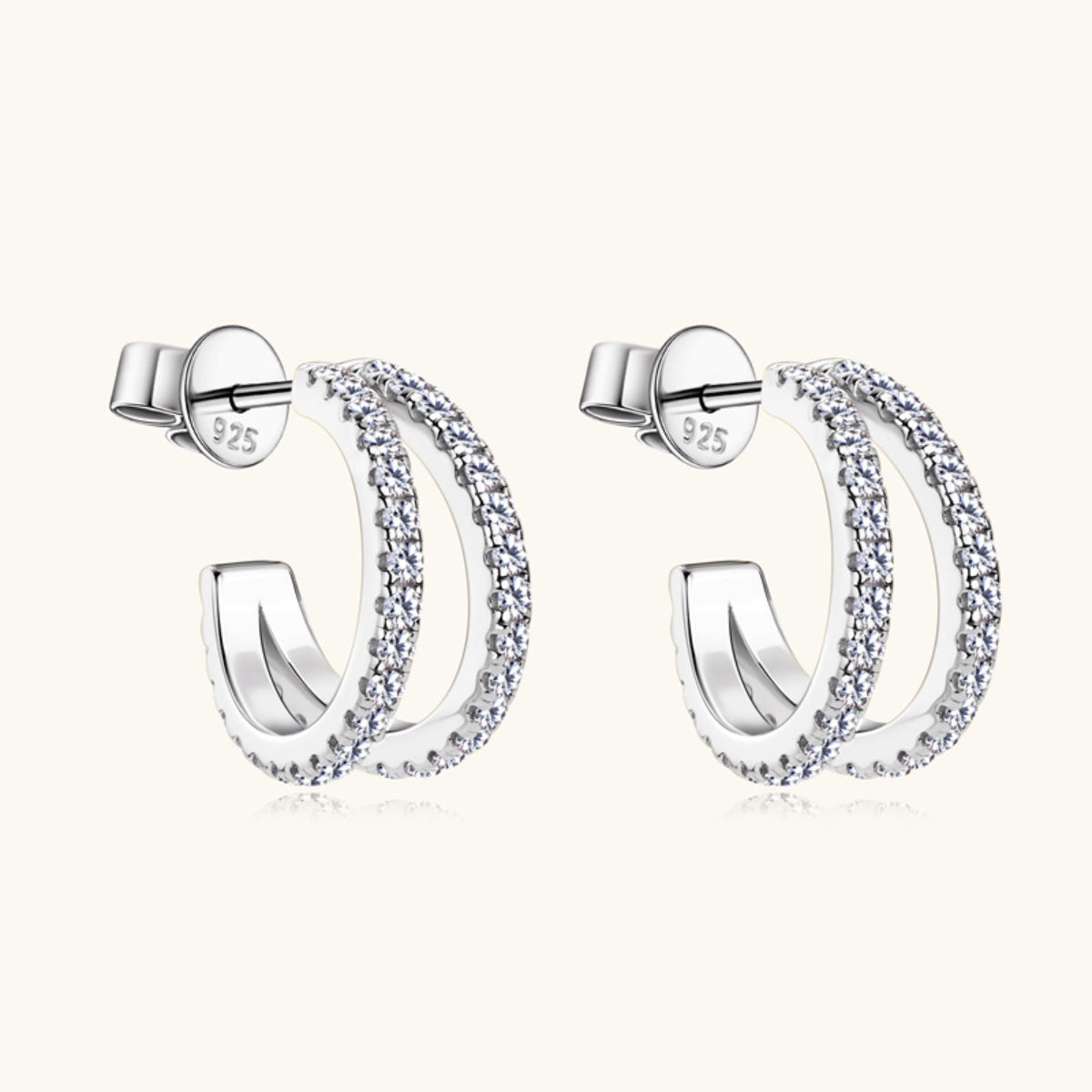 Moissanite 925 Sterling Silver C-Hoop Earrings-Drazelle Store