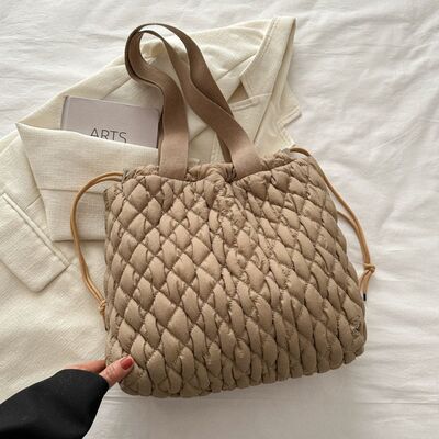 Drawstring Bubble Texture Tote Bag - Drazelle Store