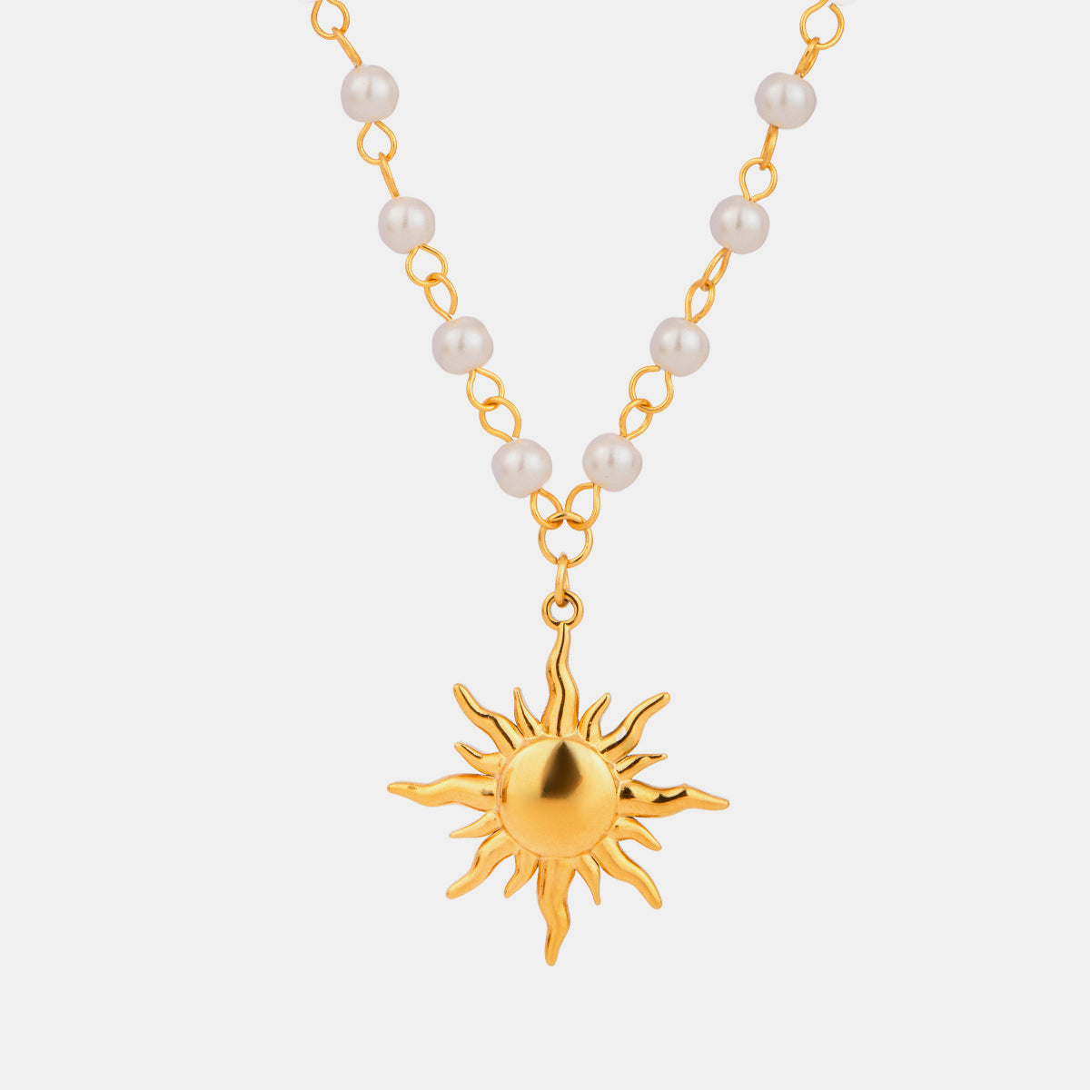 18K Gold-Plated Pearl Sun Necklace - Drazelle Store