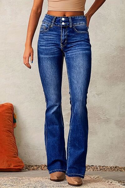 Cat Whisker Washed Bootcut Jeans - Drazelle Store