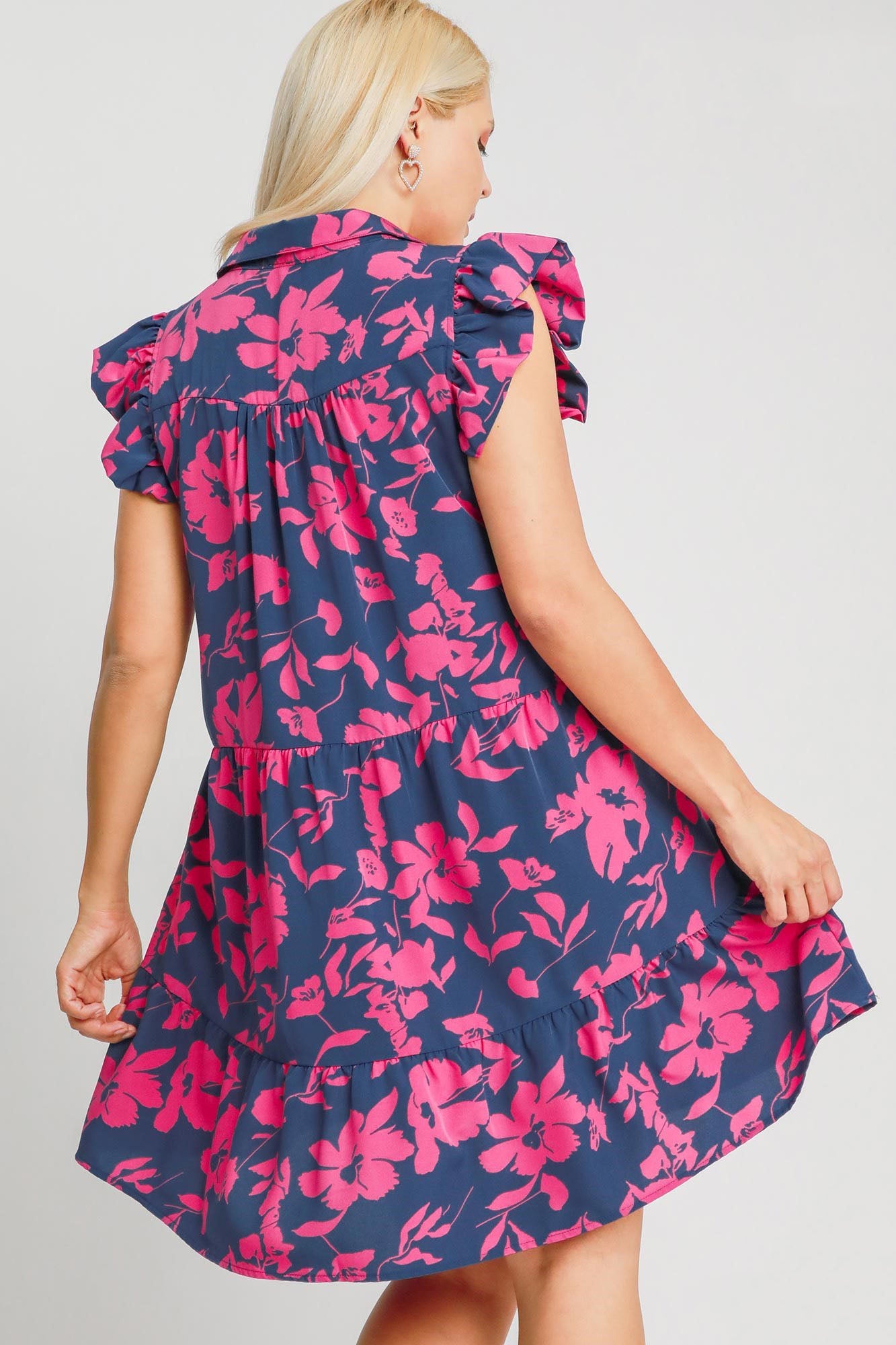 Floral Print Ruffle Cap Sleeve Tiered Dress - Drazelle Store