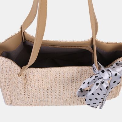 Straw Woven Leather Strap Handbag - Drazelle Store