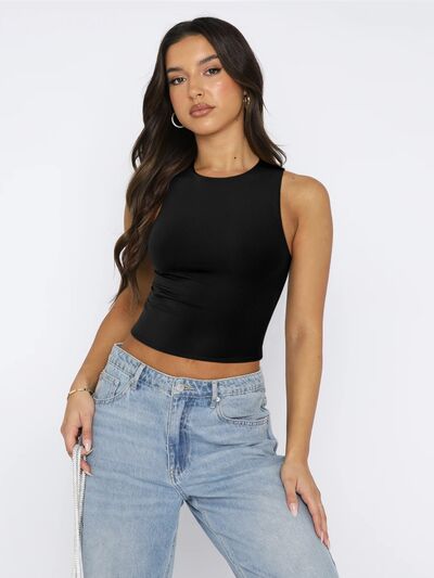 Round Neck Cropped Tank - Drazelle Store