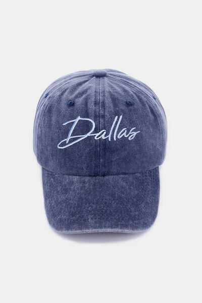 Zenana Washed DALLAS Embroidered Baseball Cap - Drazelle Store