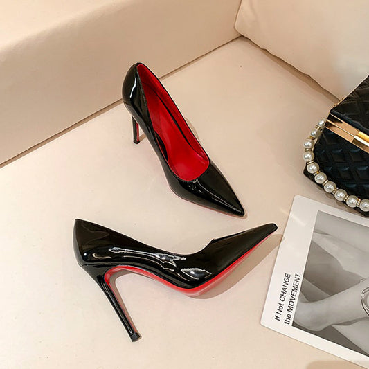 Black With Red Background High Women's Stiletto Pumps - Drazelle Store