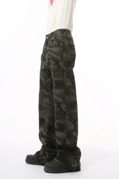 Camouflage Bootcut Jeans with Pockets - Drazelle Store