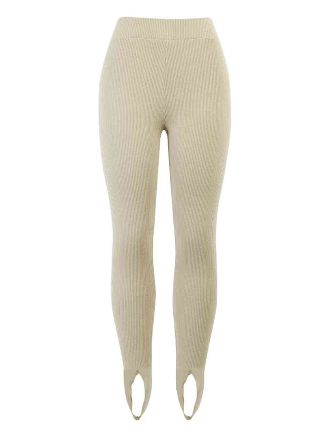 Ribbed Mid Waist Leggings - Drazelle Store