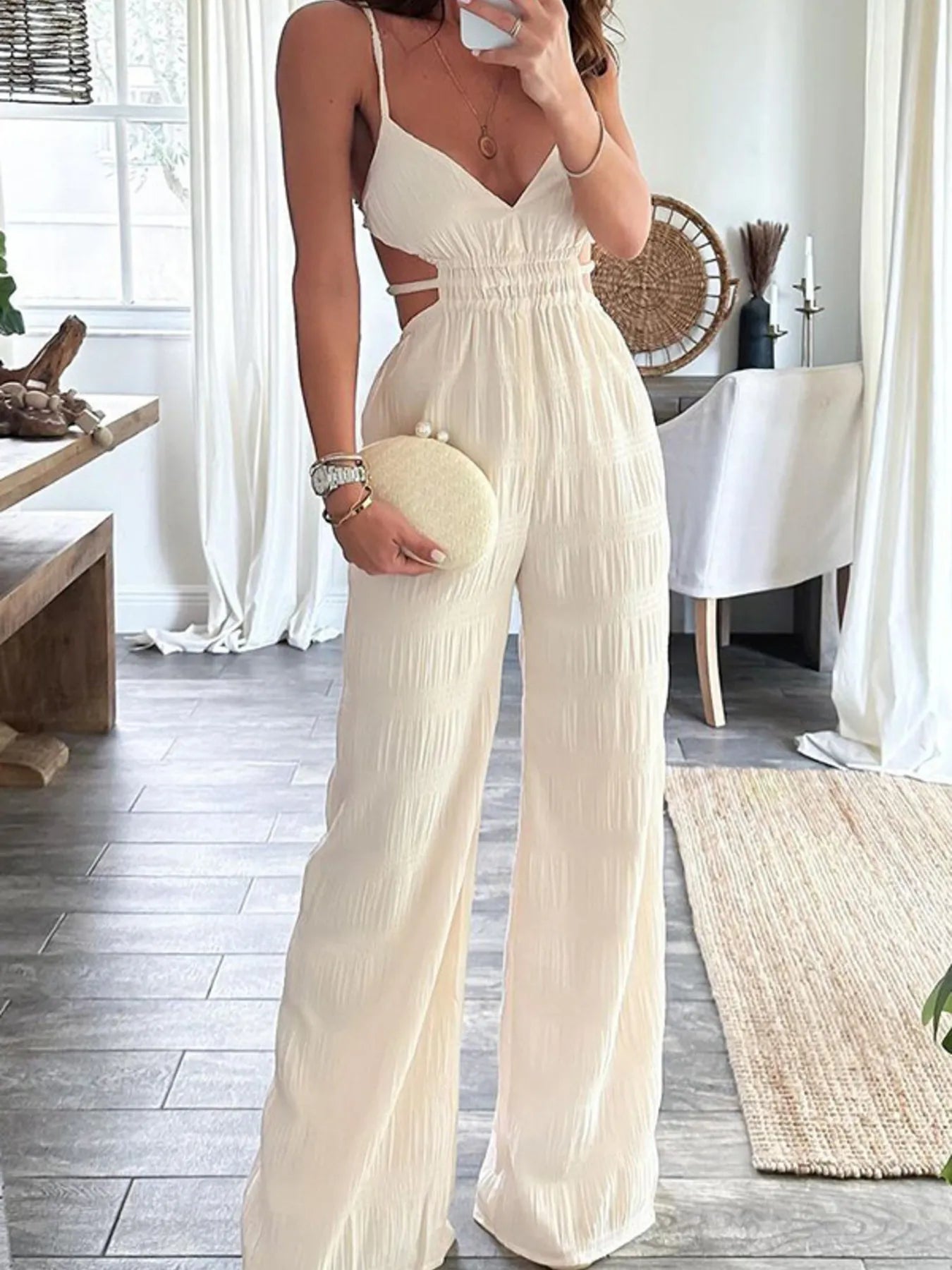 Cut-Out Wide Leg Jumpsuit - Drazelle Store