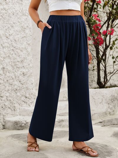 Elastic Waist Wide Leg Pants - Drazelle Store