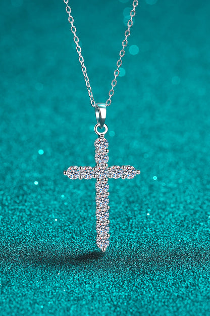 Moissanite Cross Pendant Chain Necklace - Drazelle Store