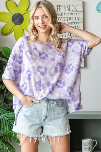 HOPELY Print Waffle Oversized T-Shirt  - Drazelle Store