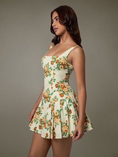 Floral Sleeveless Mini Pleated Dress - Drazelle Store