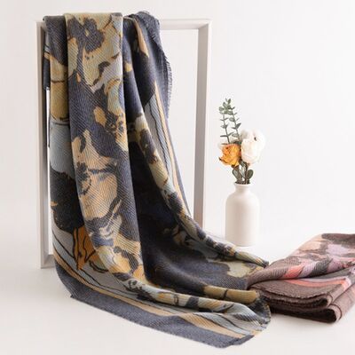 Printed Raw Hem Polyester Scarf - Drazelle Store