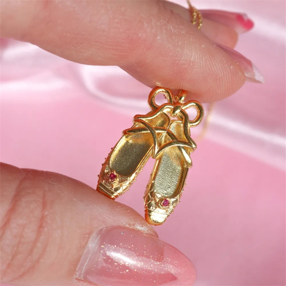 Copper Ballet Shoe Pendant Necklace - Drazelle Store