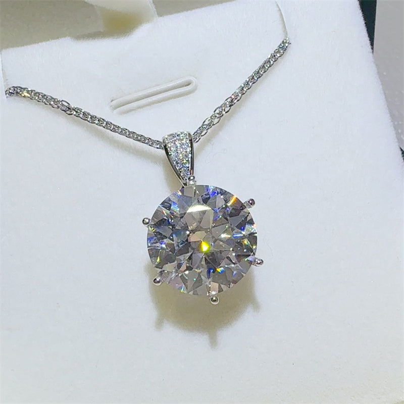 10 Carat Moissanite 925 Sterling Silver Pendant Necklace - Drazelle Store