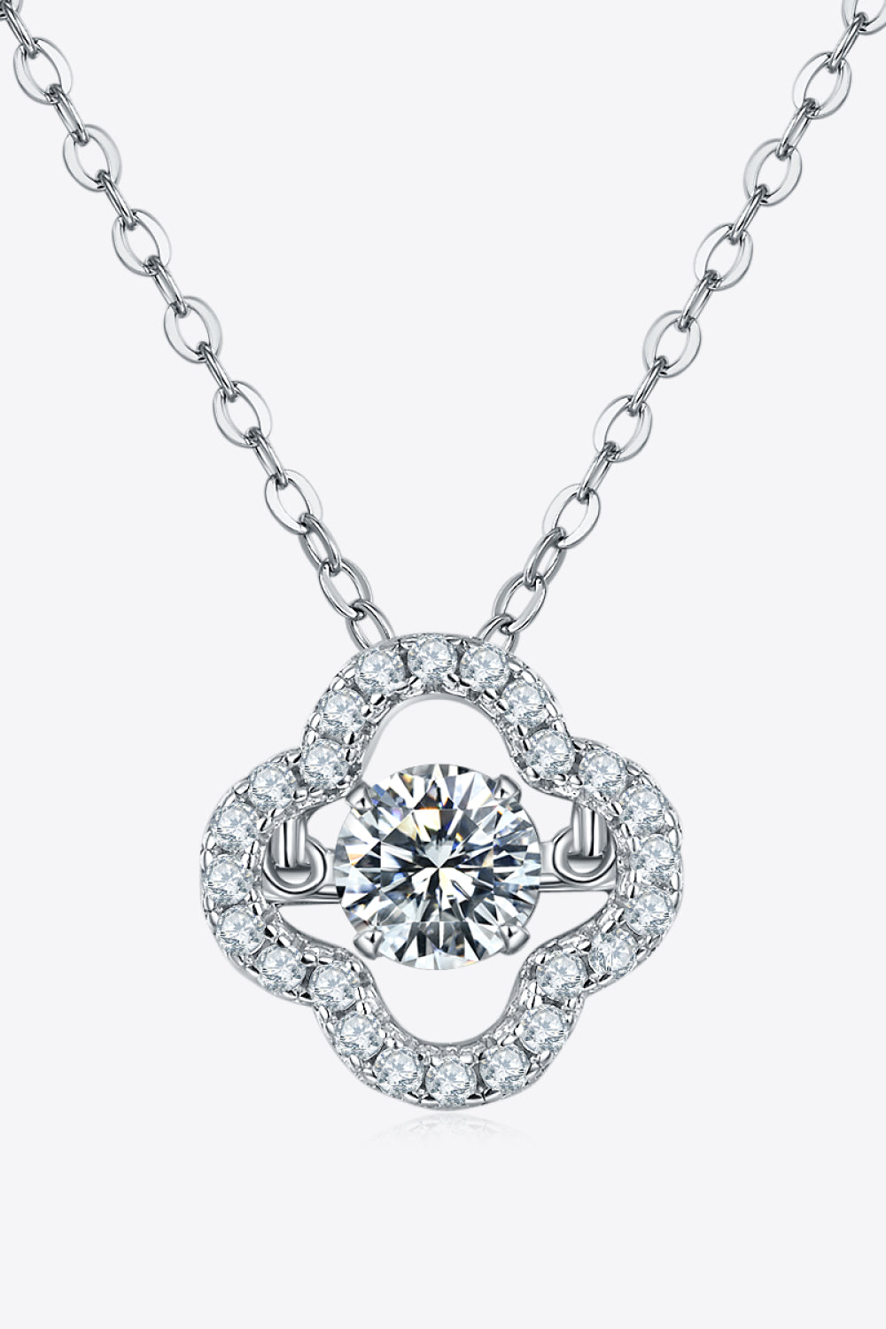 Moissanite Four Leaf Clover Pendant Necklace - Drazelle Store