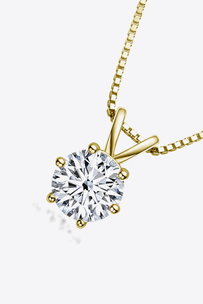 925 Sterling Silver 1 Carat Moissanite Pendant Necklace - Drazelle Store