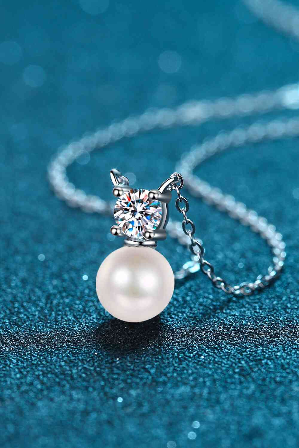 925 Sterling Silver Freshwater Pearl Moissanite Necklace - Drazelle Store