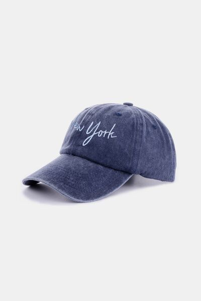 Zenana Washed Embroidered City Baseball Cap - Drazelle Store