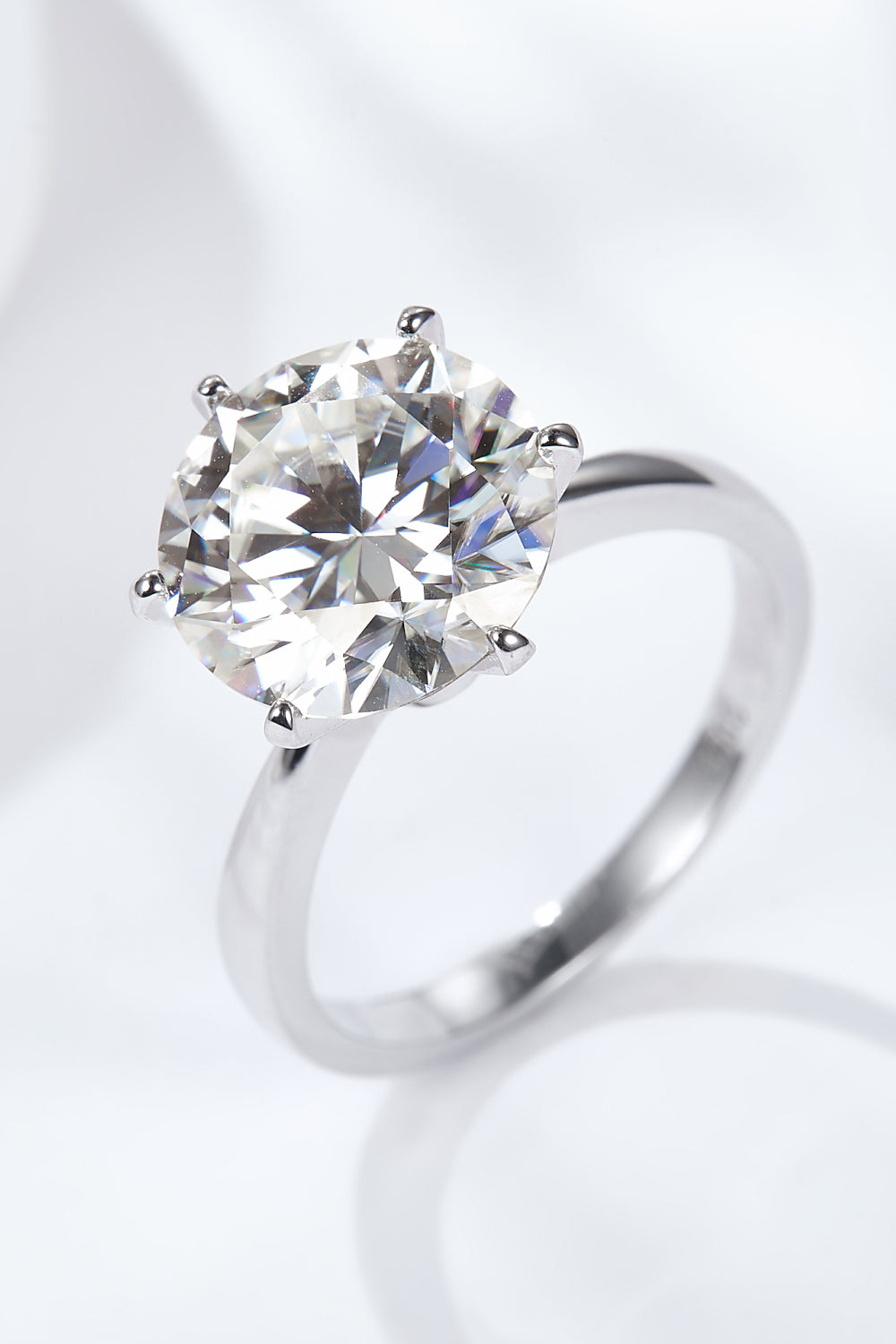 Platinum-Plated 5 Carat  Moissanite Solitaire Ring - Drazelle Store