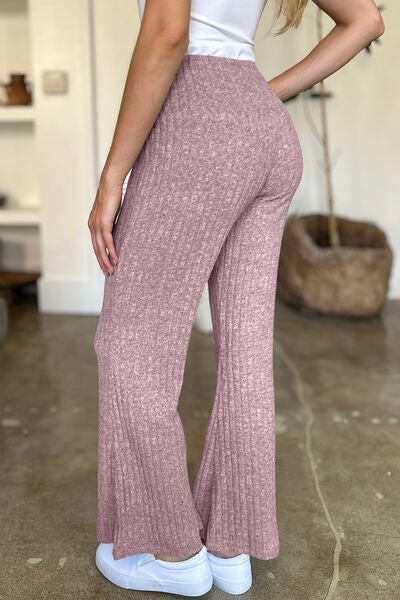 FAM-FAM Ribbed High Waist Flare Pants - Drazelle Store