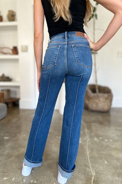 Judy Blue Full Size High Waist Front Seam Detail Straight Jeans - Drazelle Store