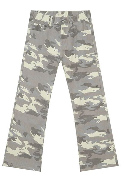 Camouflage Bootcut Jeans with Pockets - Drazelle Store